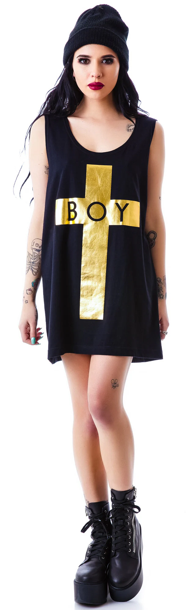 x BOY London Boy Cross Oversized Tank - Black - Image 29