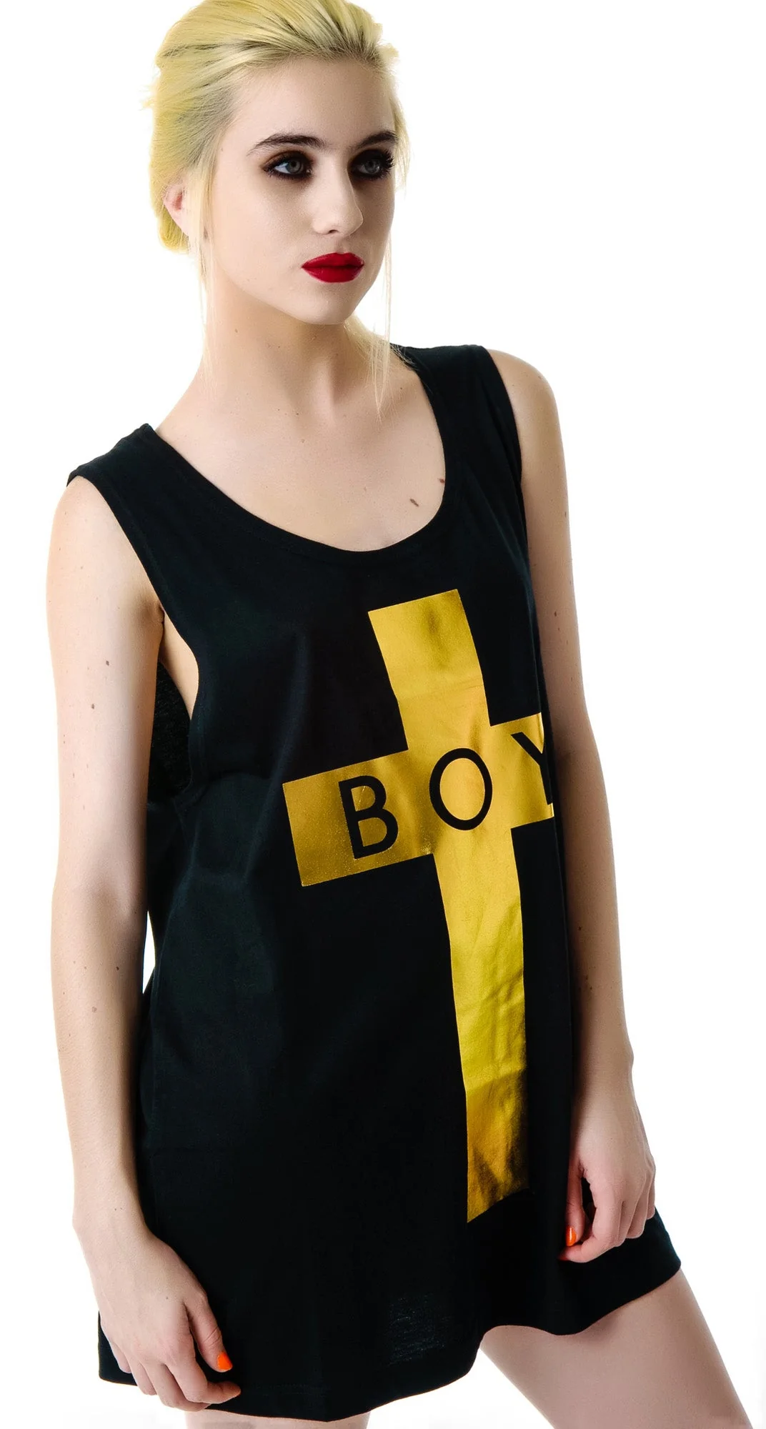 x BOY London Boy Cross Oversized Tank - Black - Image 30