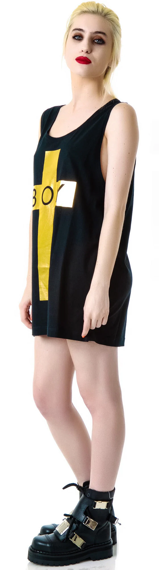 x BOY London Boy Cross Oversized Tank - Black - Image 31