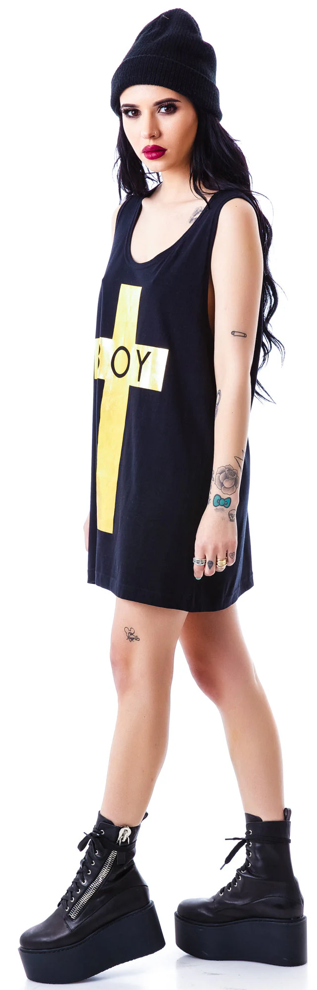 x BOY London Boy Cross Oversized Tank - Black - Image 33