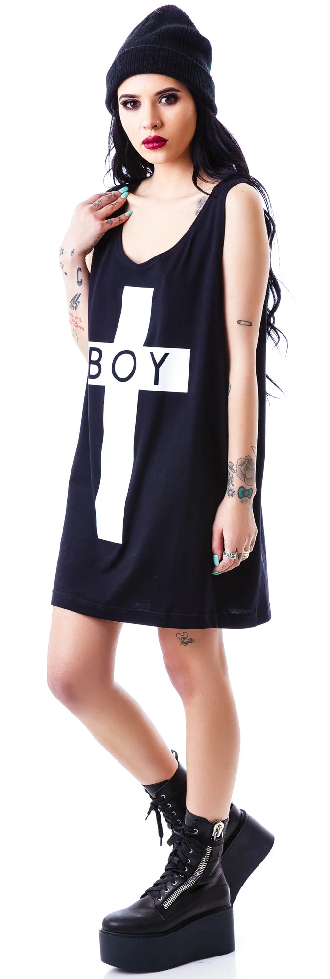 x BOY London Boy Cross Oversized Tank - Black - Image 4