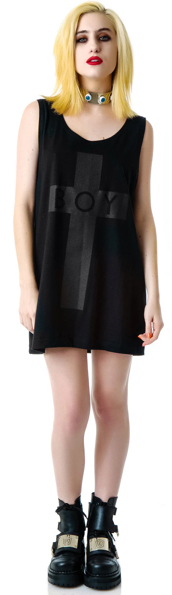 x BOY London Boy Cross Oversized Tank - Black - Image 5