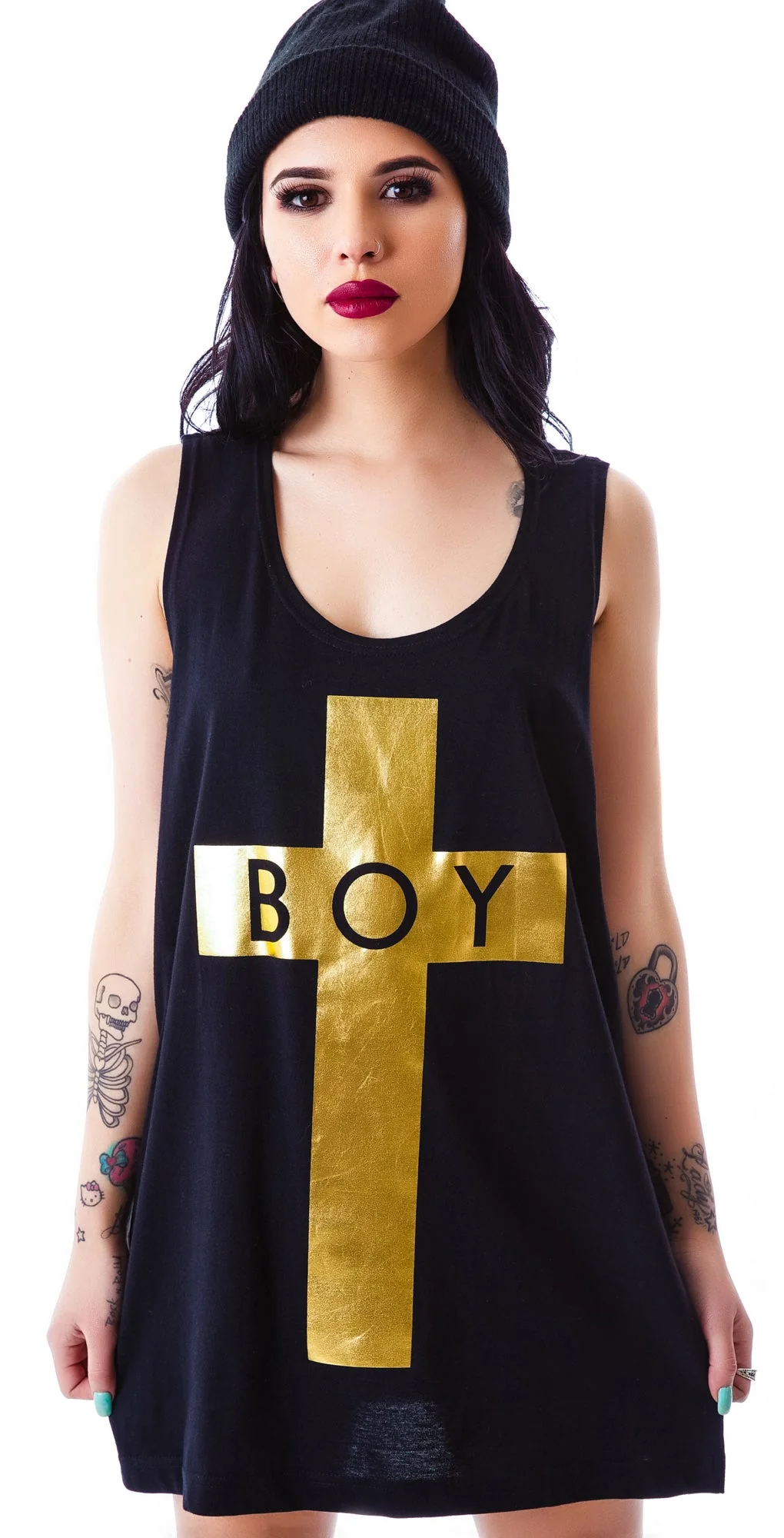 x BOY London Boy Cross Oversized Tank - Black - Image 8