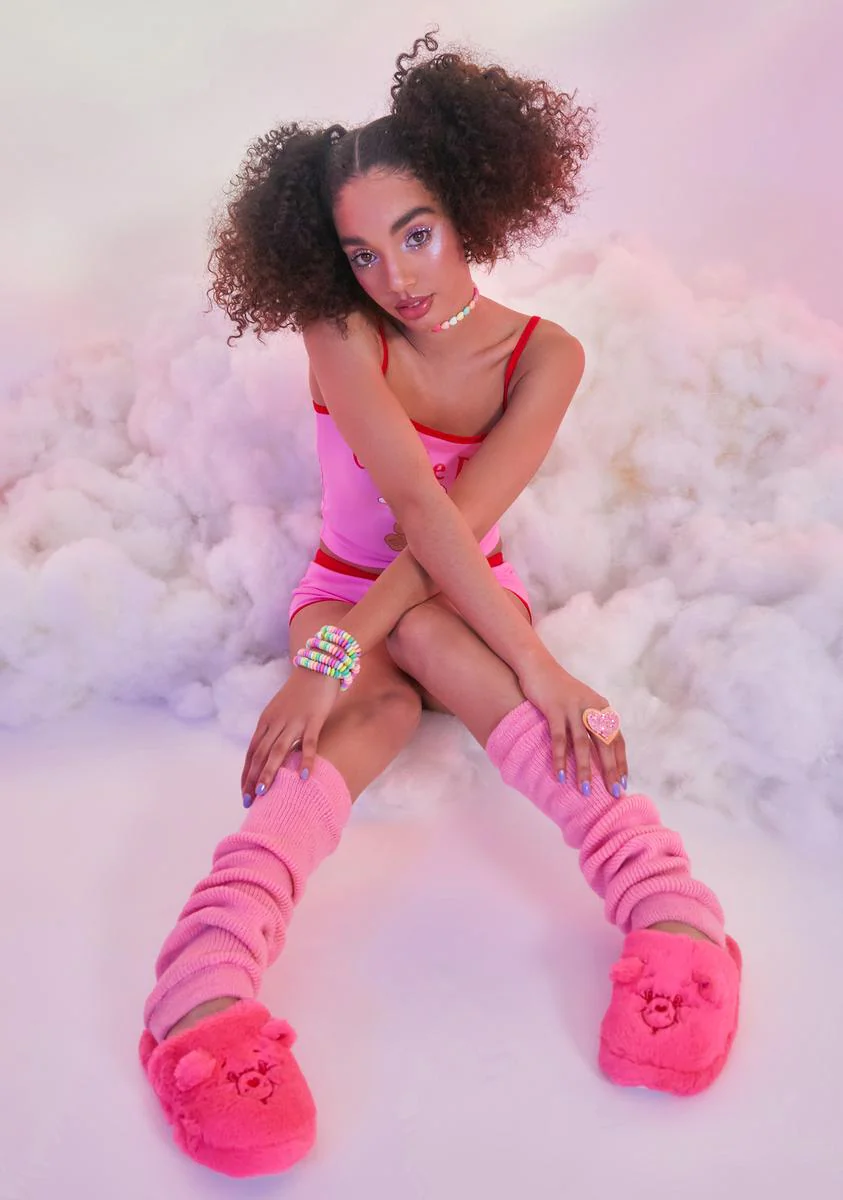 X Care Bears Fluffy Pink Slippers - Image 5