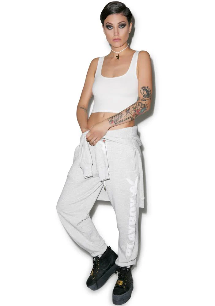 X Playboy Sweat Pants - Gray - Image 18