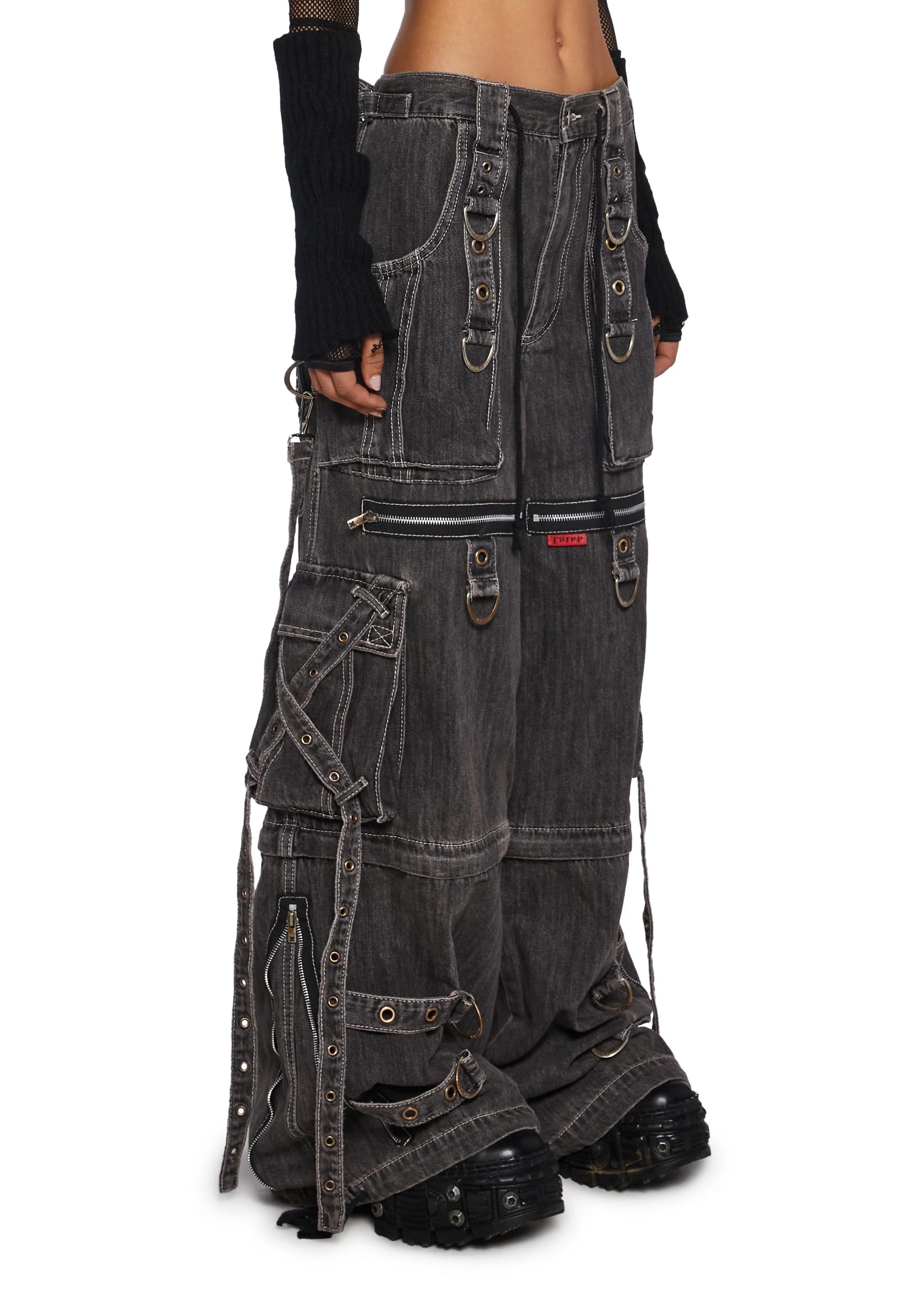 X-Strap Denim Jeans - Black - Image 3
