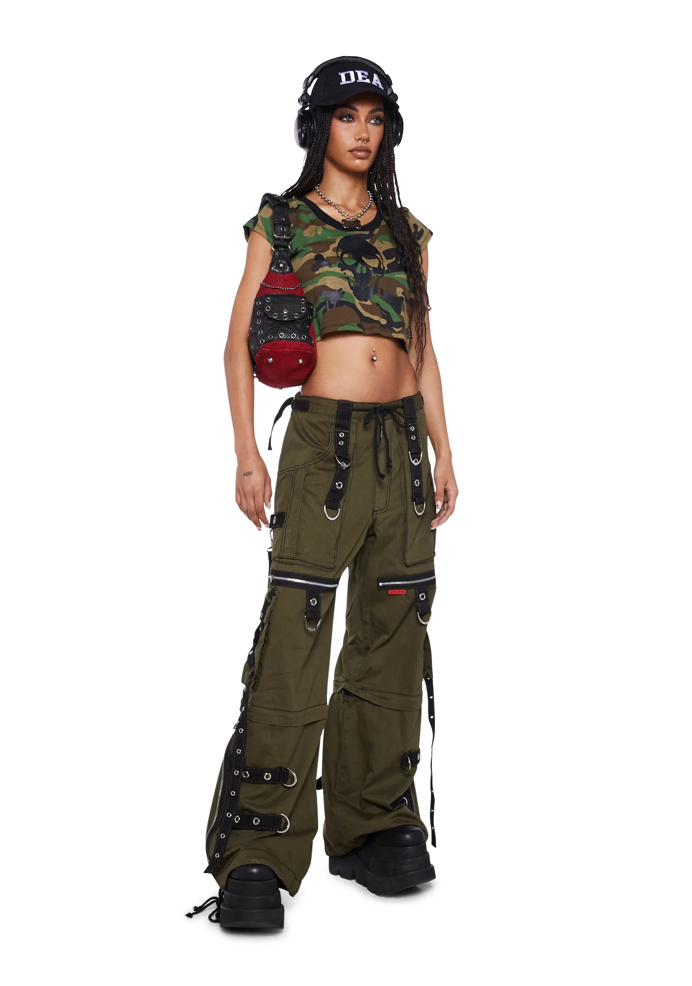 X-Strap Zip Off Pants- Green - Image 2