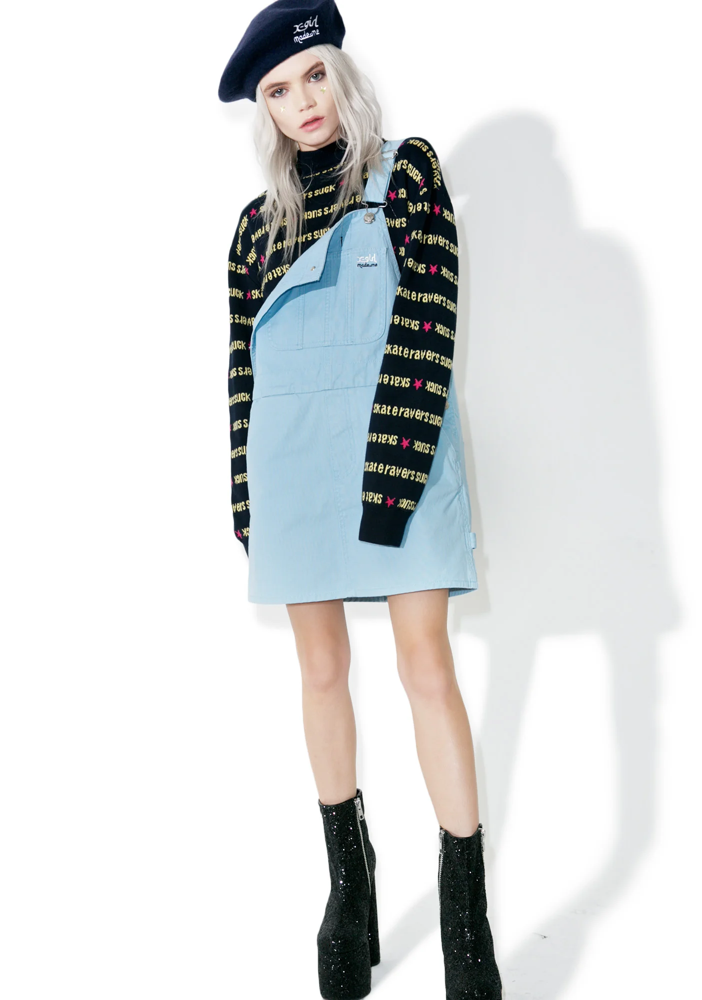 x X-Girl Navy Turtle Neck Sweater - Image 5