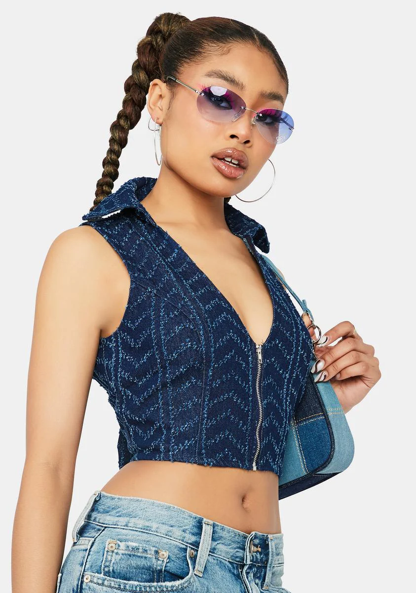Y2K Realness Denim Corset Top - Image 2
