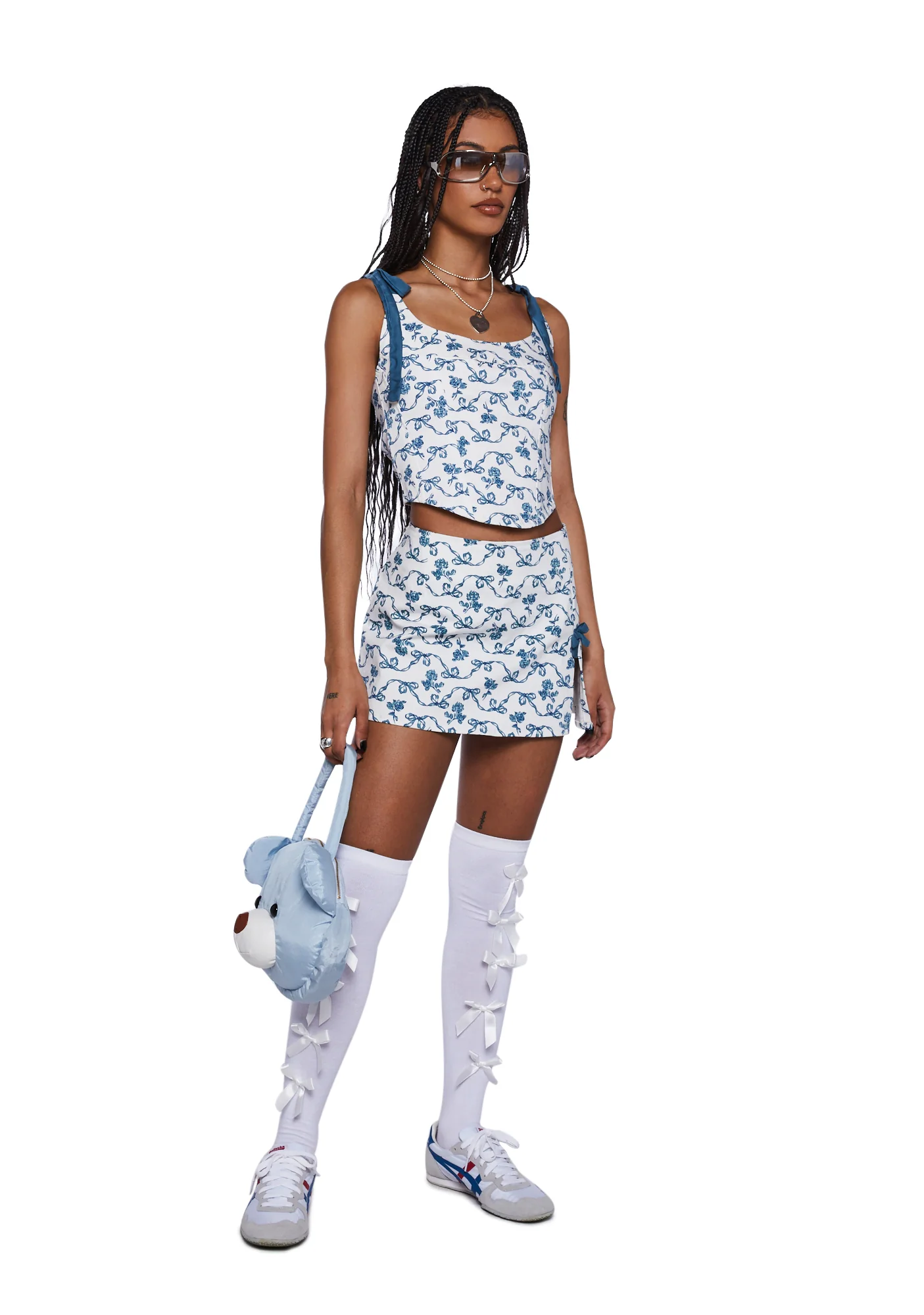 Yatri Mini Skirt - White/Blue - Image 2