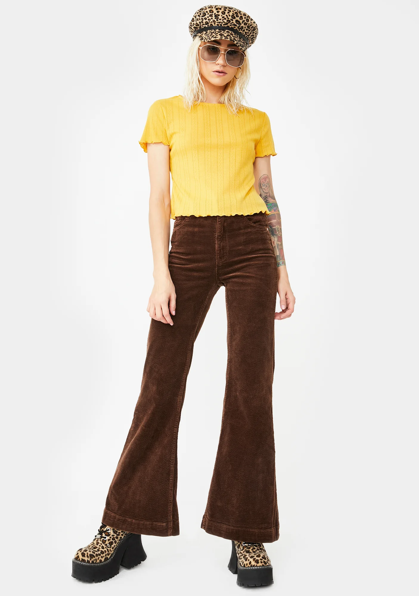 Yellow Lettuce Edge Crop Tee - Image 3