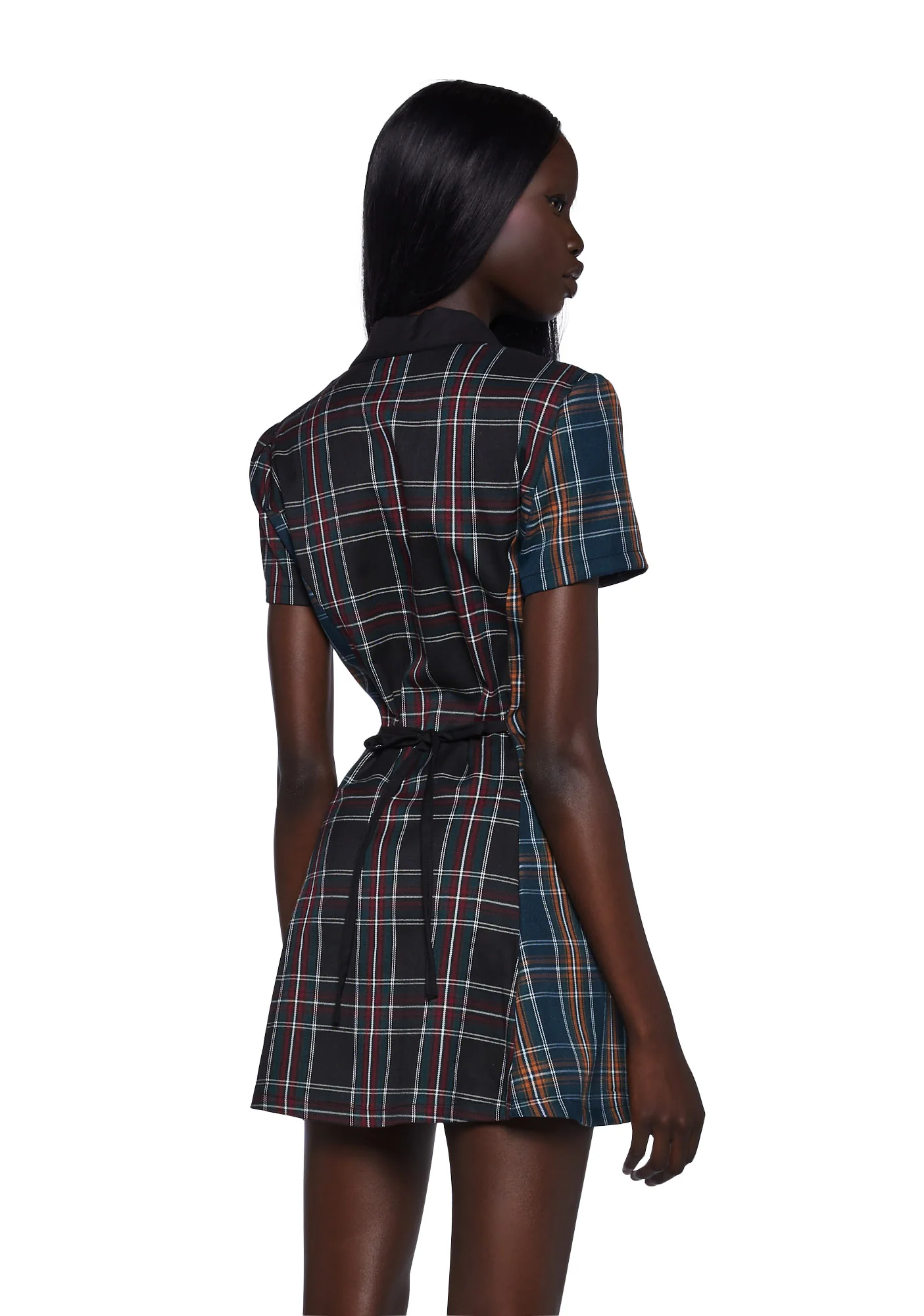 You Don't Exist Plaid Dress - Navy/Orange - Image 4
