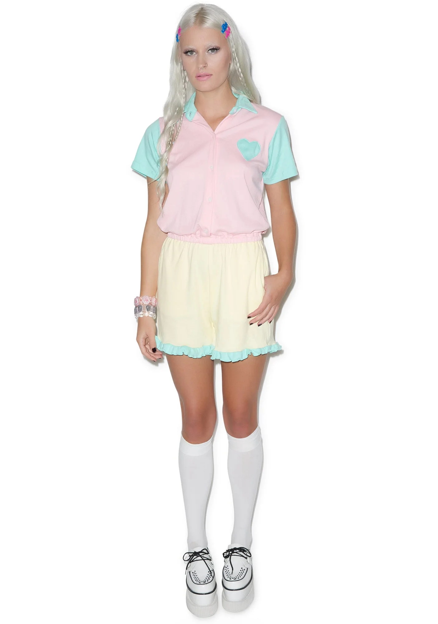 You Got It Dude Ruffle Romper - Light Blue - Image 5