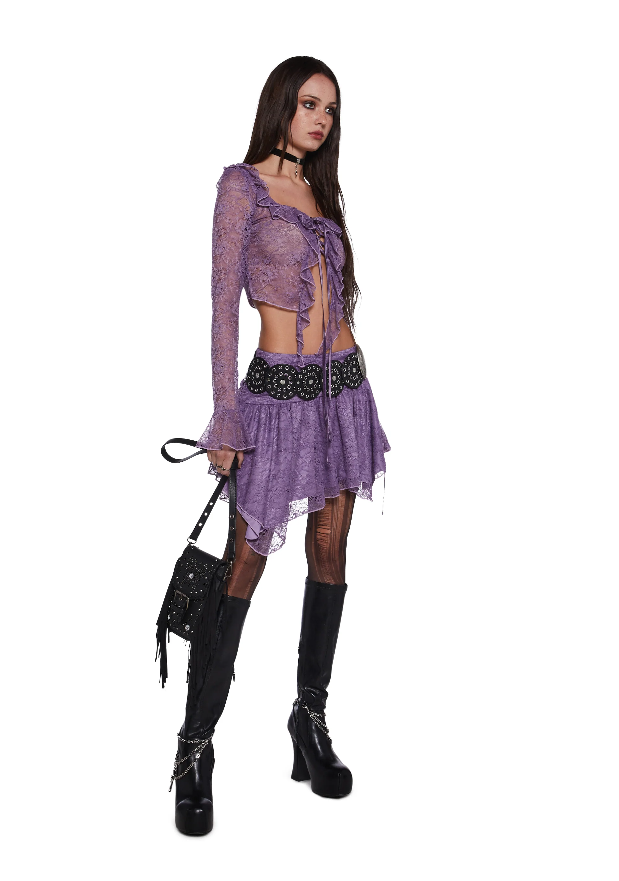 Your Vibe Attracts Lace Long Sleeve Top - Image 2