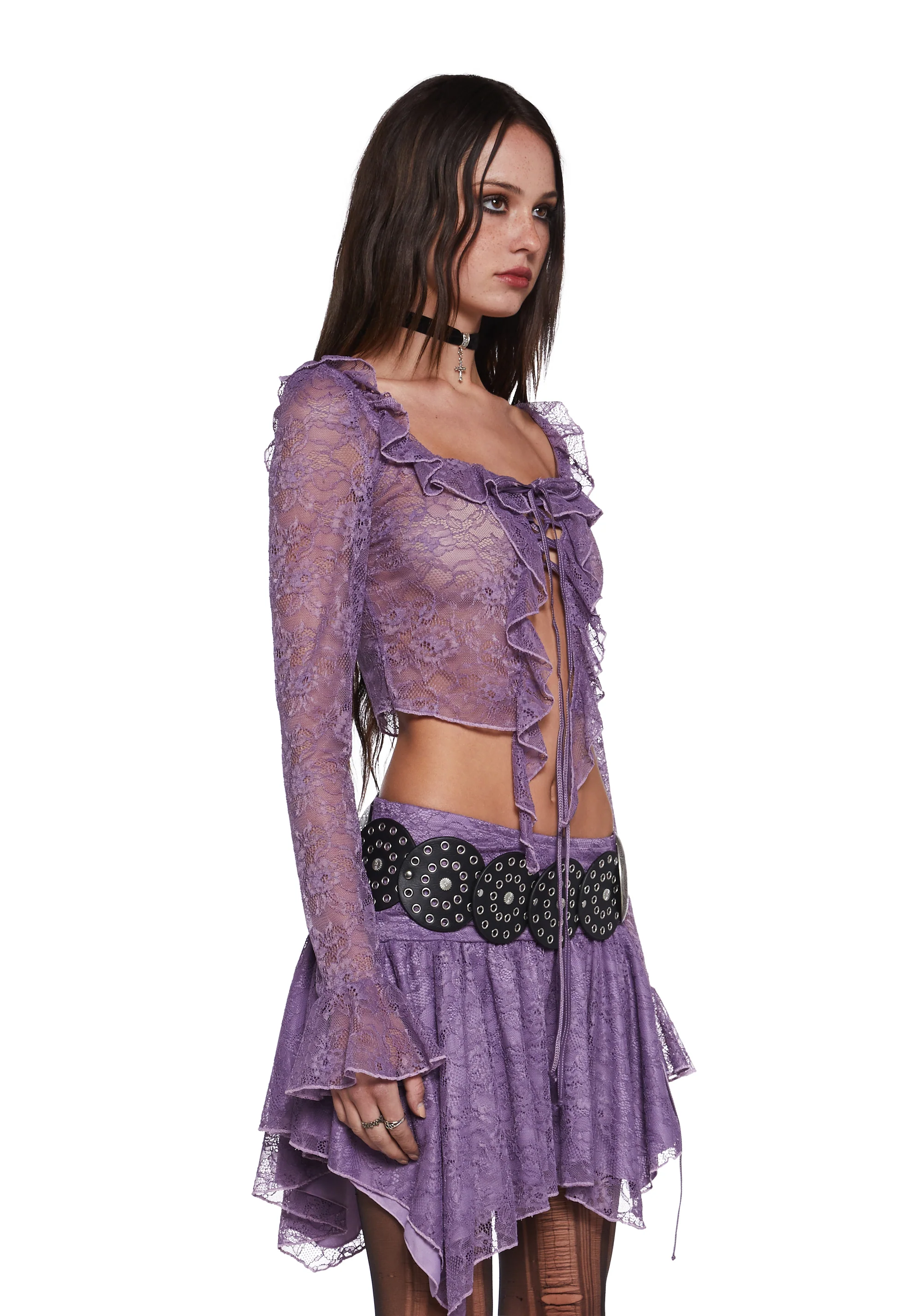 Your Vibe Attracts Lace Long Sleeve Top - Image 3
