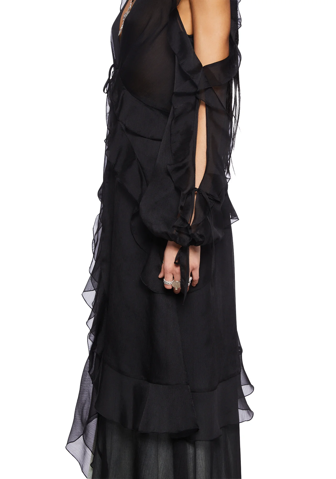 You're The One Ruffle Duster- Black - Image 2