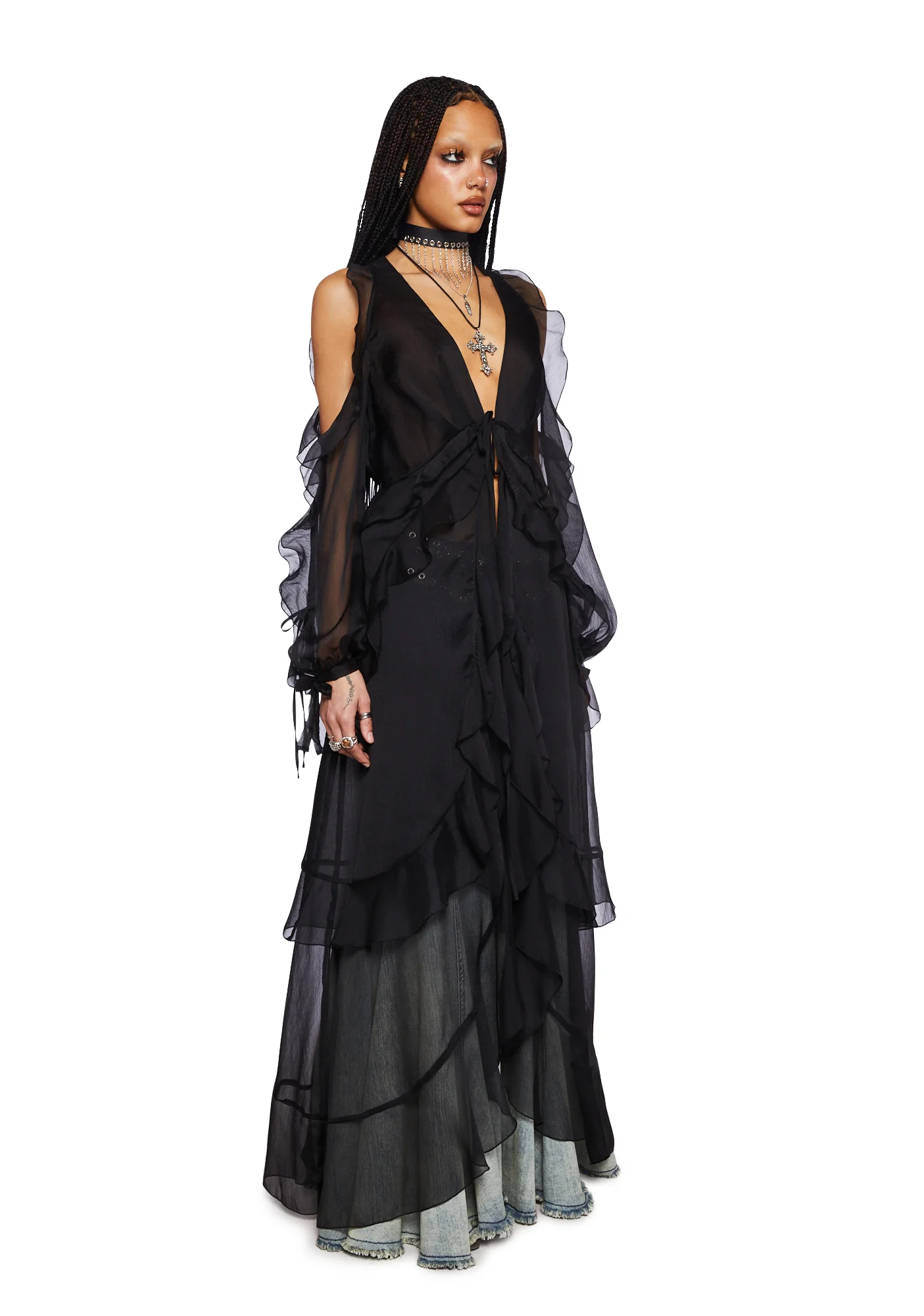 You're The One Ruffle Duster- Black - Image 3