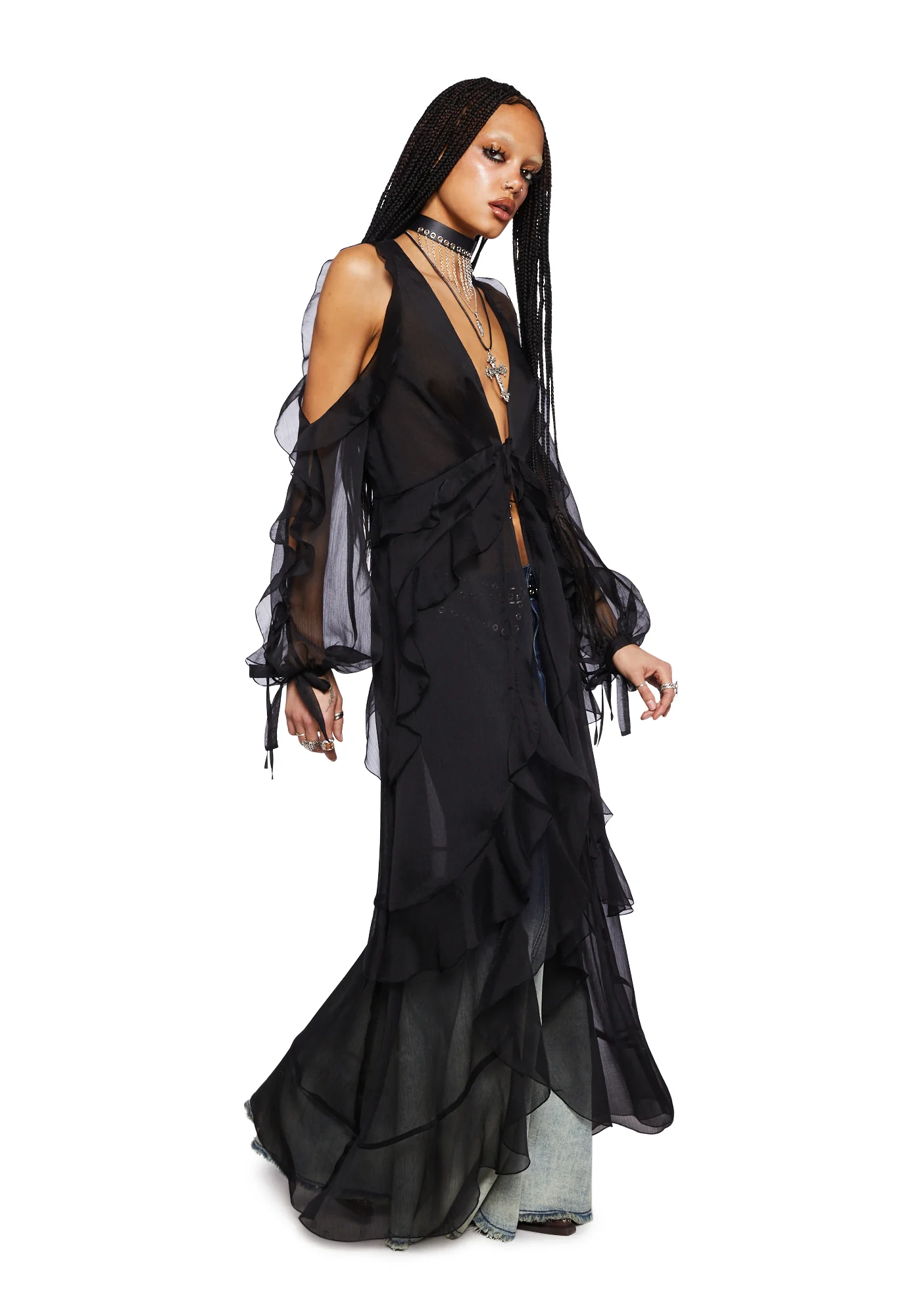 You're The One Ruffle Duster- Black - Image 5