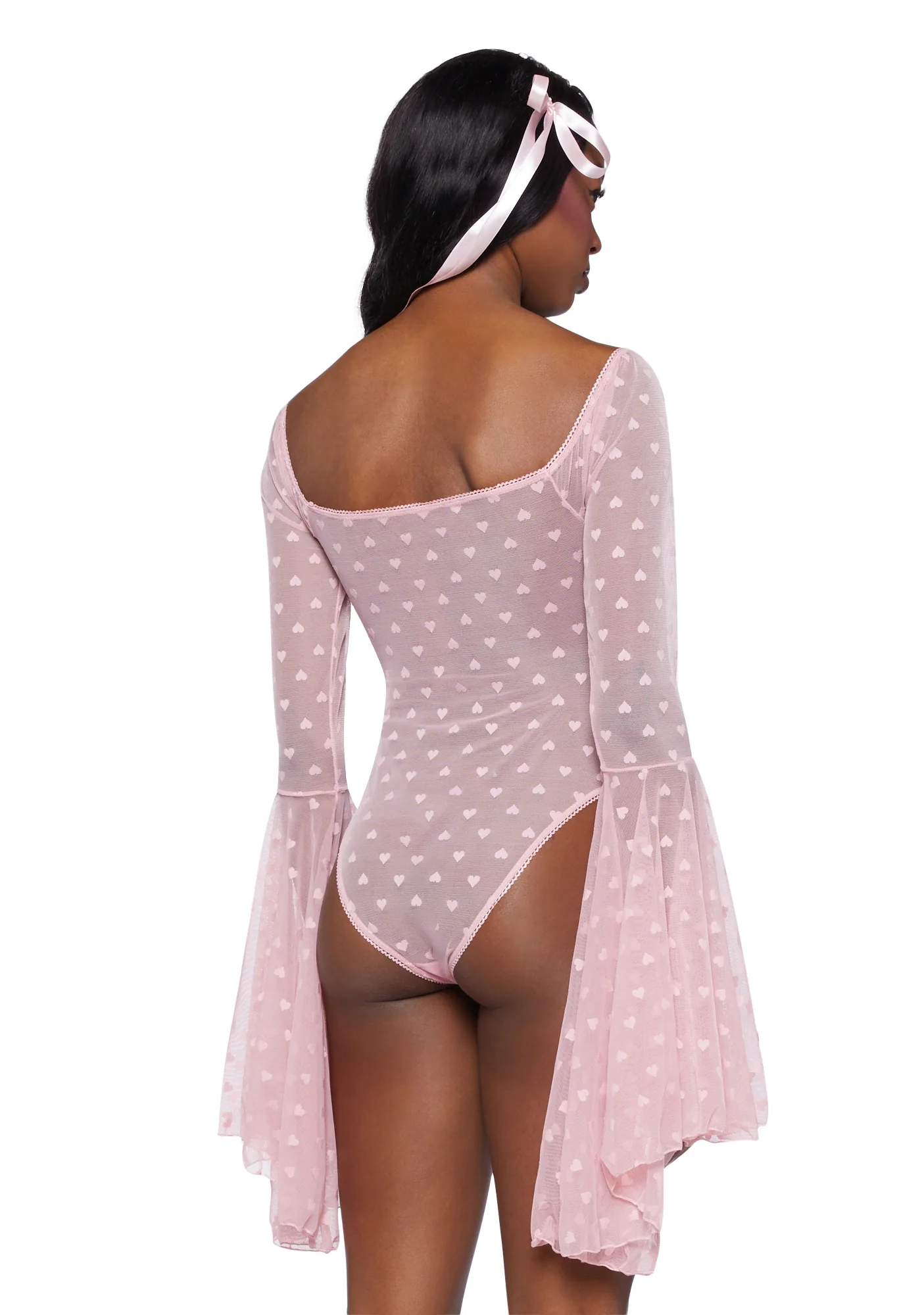 Yours Truly Mesh Bodysuit - Pink - Image 4