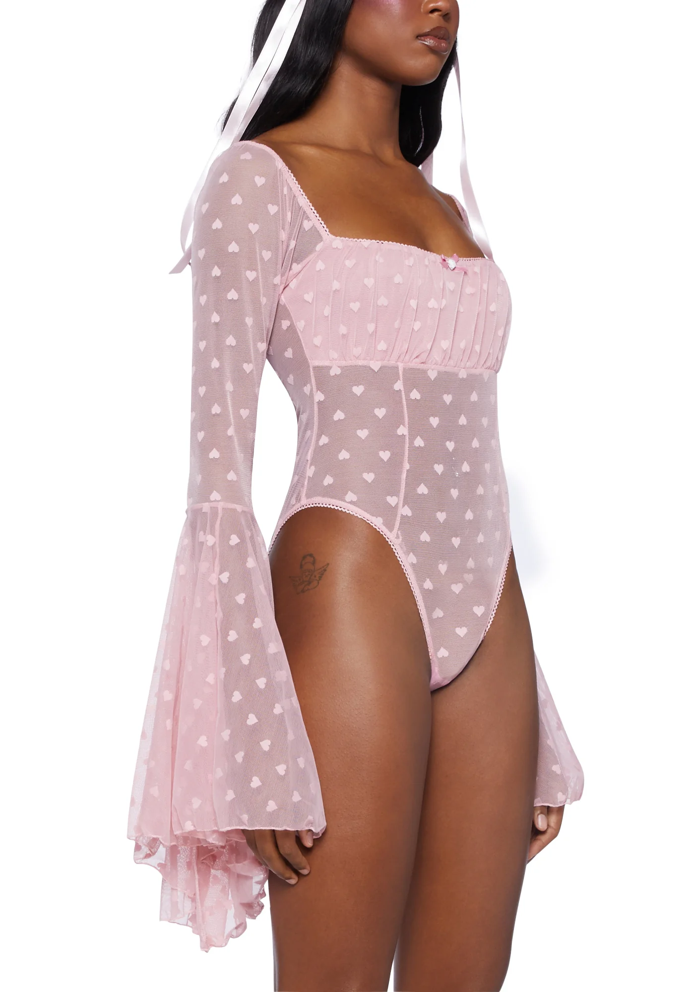 Yours Truly Mesh Bodysuit - Pink - Image 5