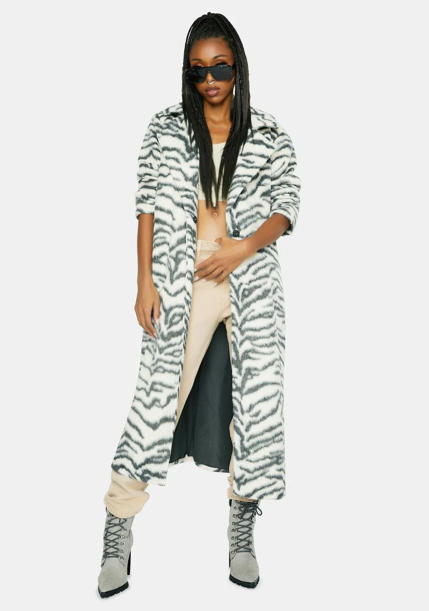 Zebra Cake Faux Fur Coat - Image 3