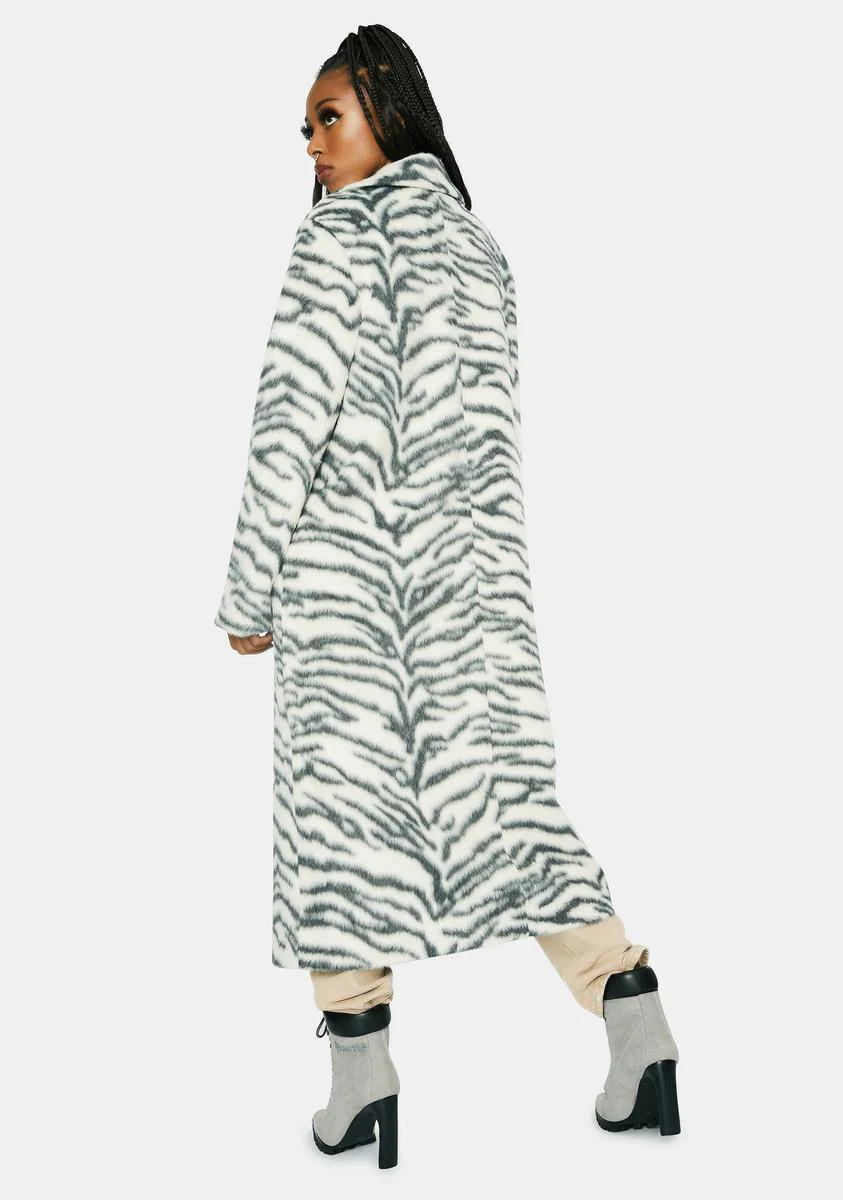 Zebra Cake Faux Fur Coat - Image 4