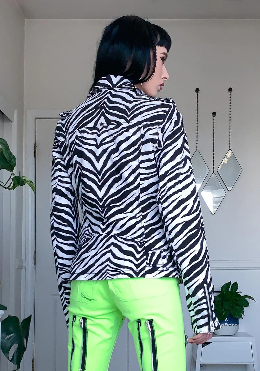 Zebra Wild Child Moto Jacket - Image 4