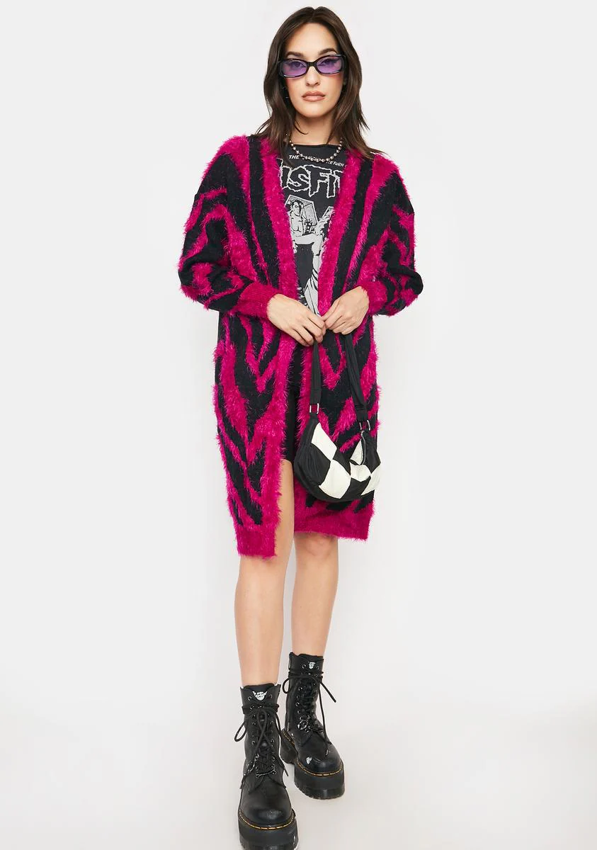 Zig Zagging Fuzzy Cardigan - Image 3