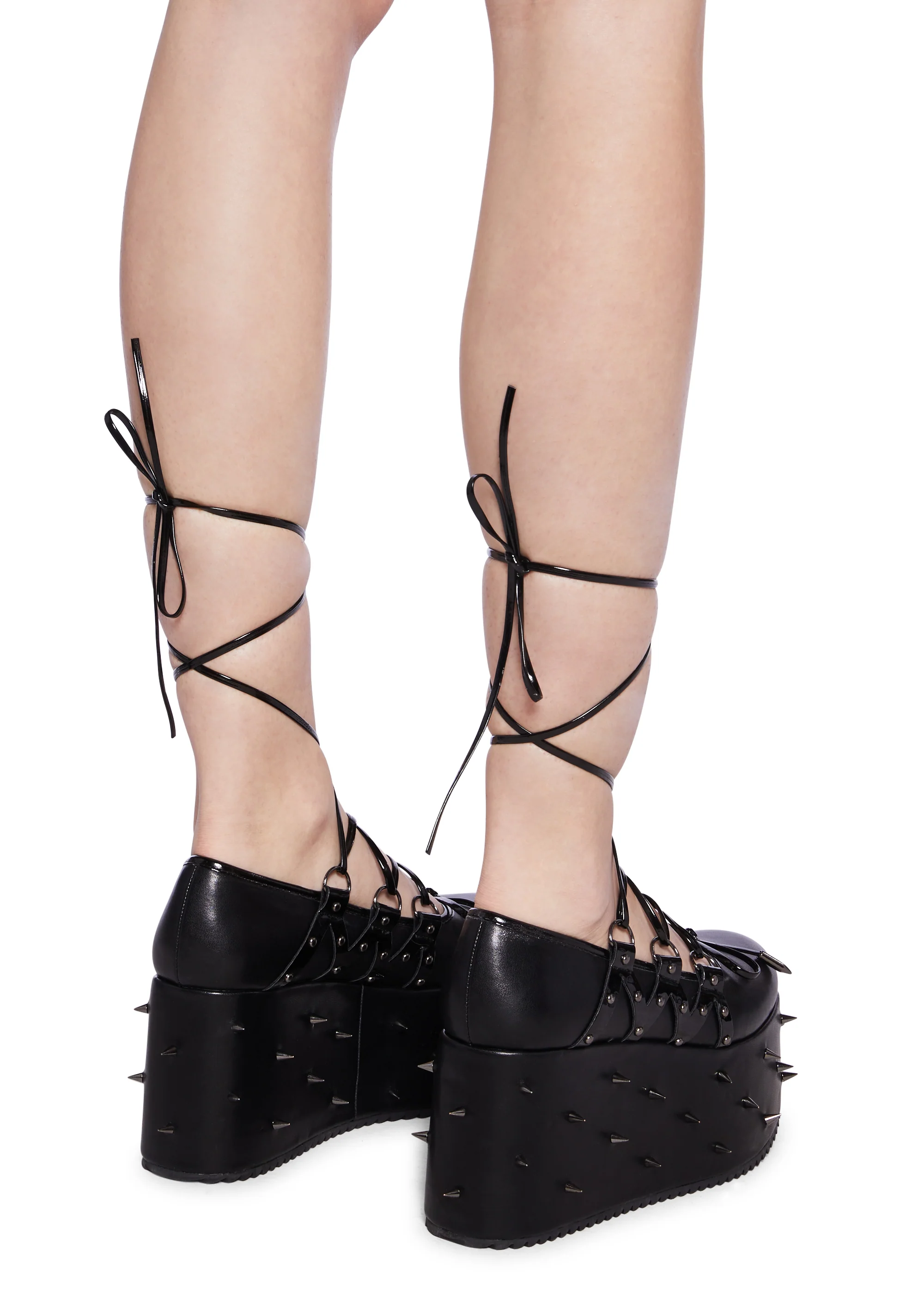 Zorina Lace-Up Platform Ballet Shoes - Black - Image 2