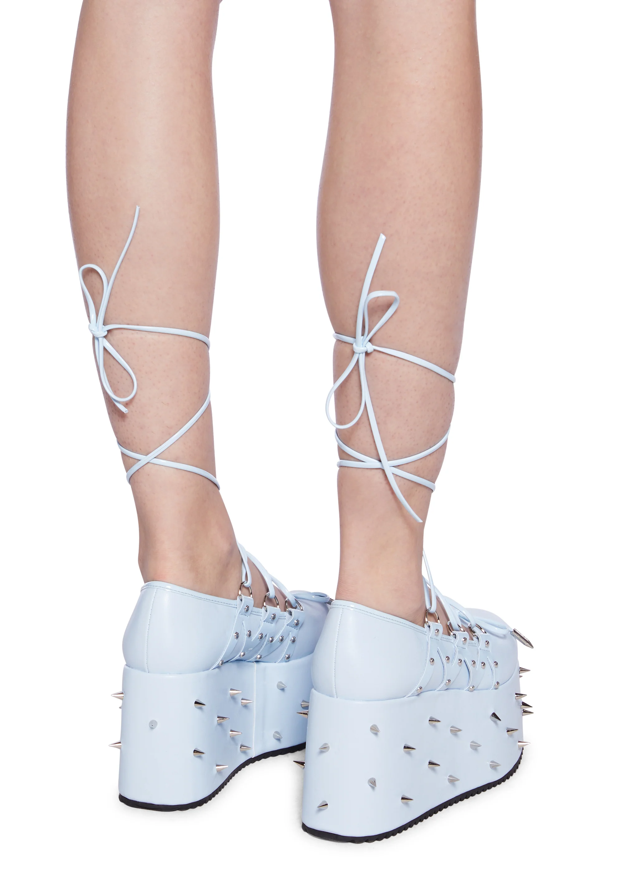 Zorina Lace-Up Platform Ballet Shoes - Blue - Image 4