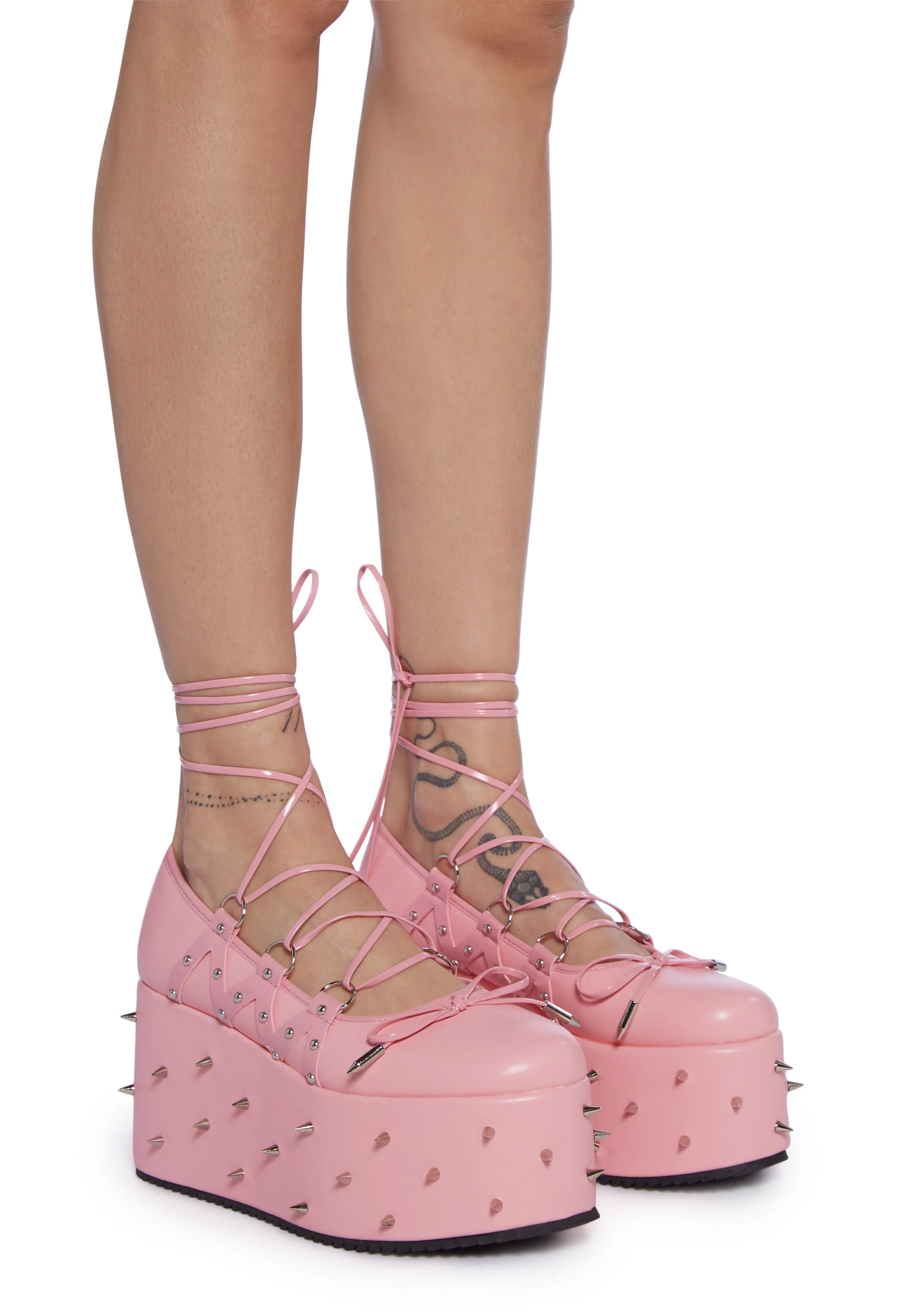 Zorina Lace-Up Platform Ballet Shoes - Pink - Image 3